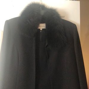 Dress with jacket fur on collar and sleeves
